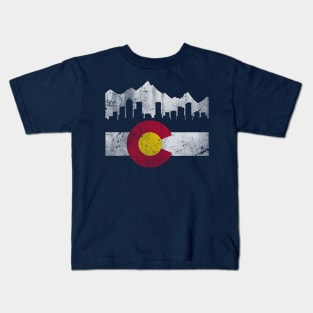 Vintage State of Colorado Flag Skyline Kids T-Shirt